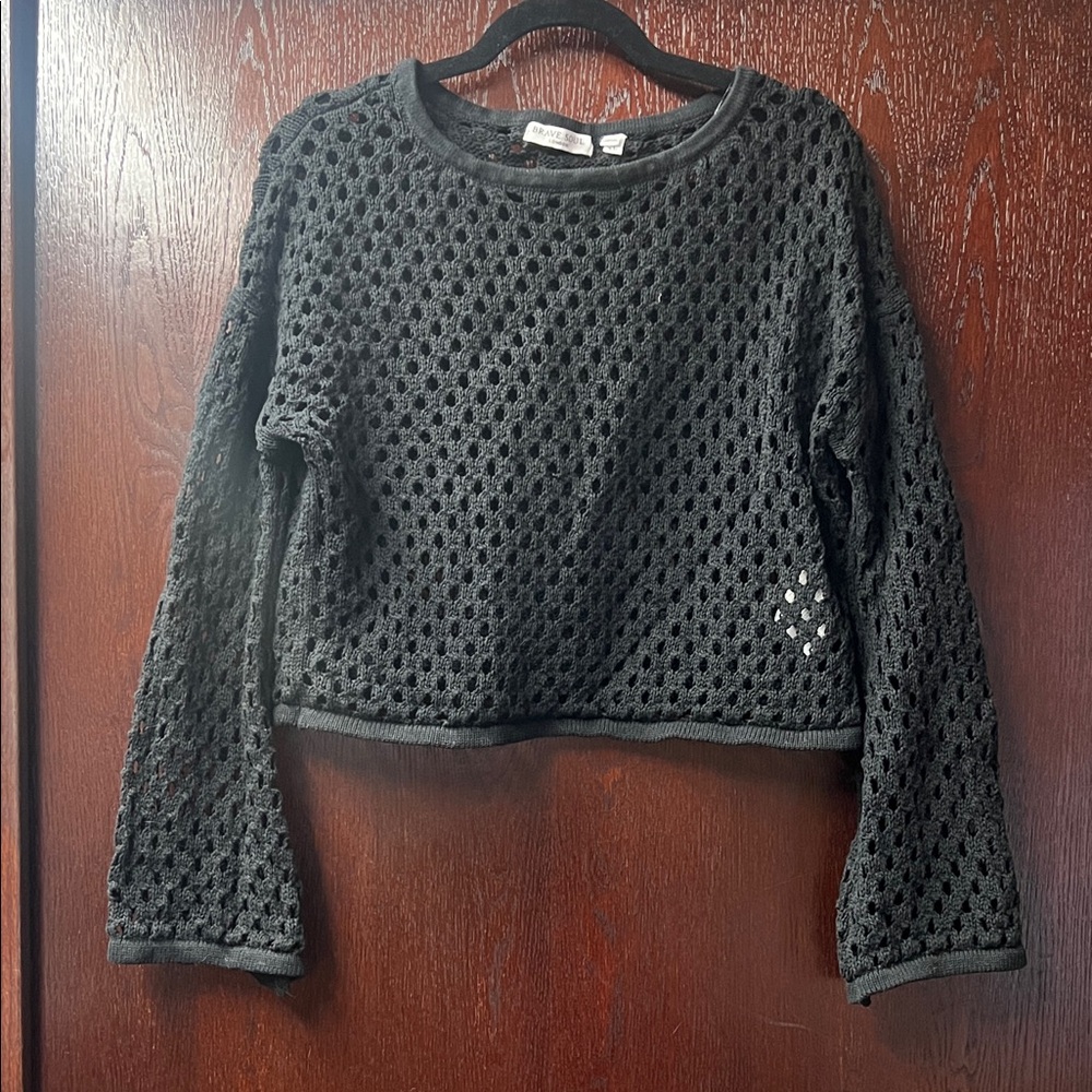 Brave Soul Black Open Knit Sweater